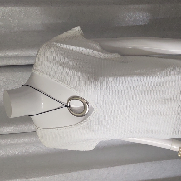 Tommy Bahama White Linen Cotton Knit Sweater V Neck Tunic Tassels Womens M Shirt - Picture 9 of 9
